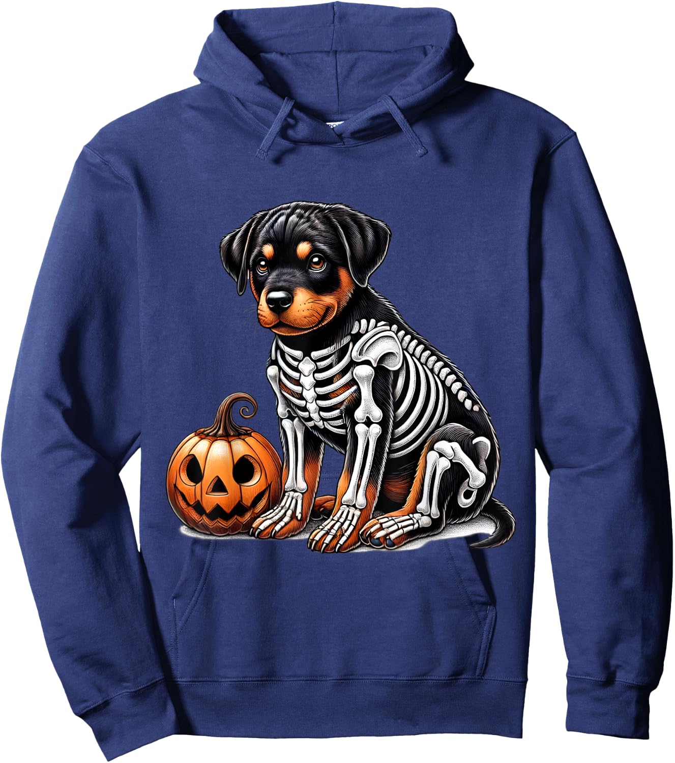 Rottweiler Skeleton Jack O Lantern Funny Dog Halloween Hoodie - Hoodie | Navy