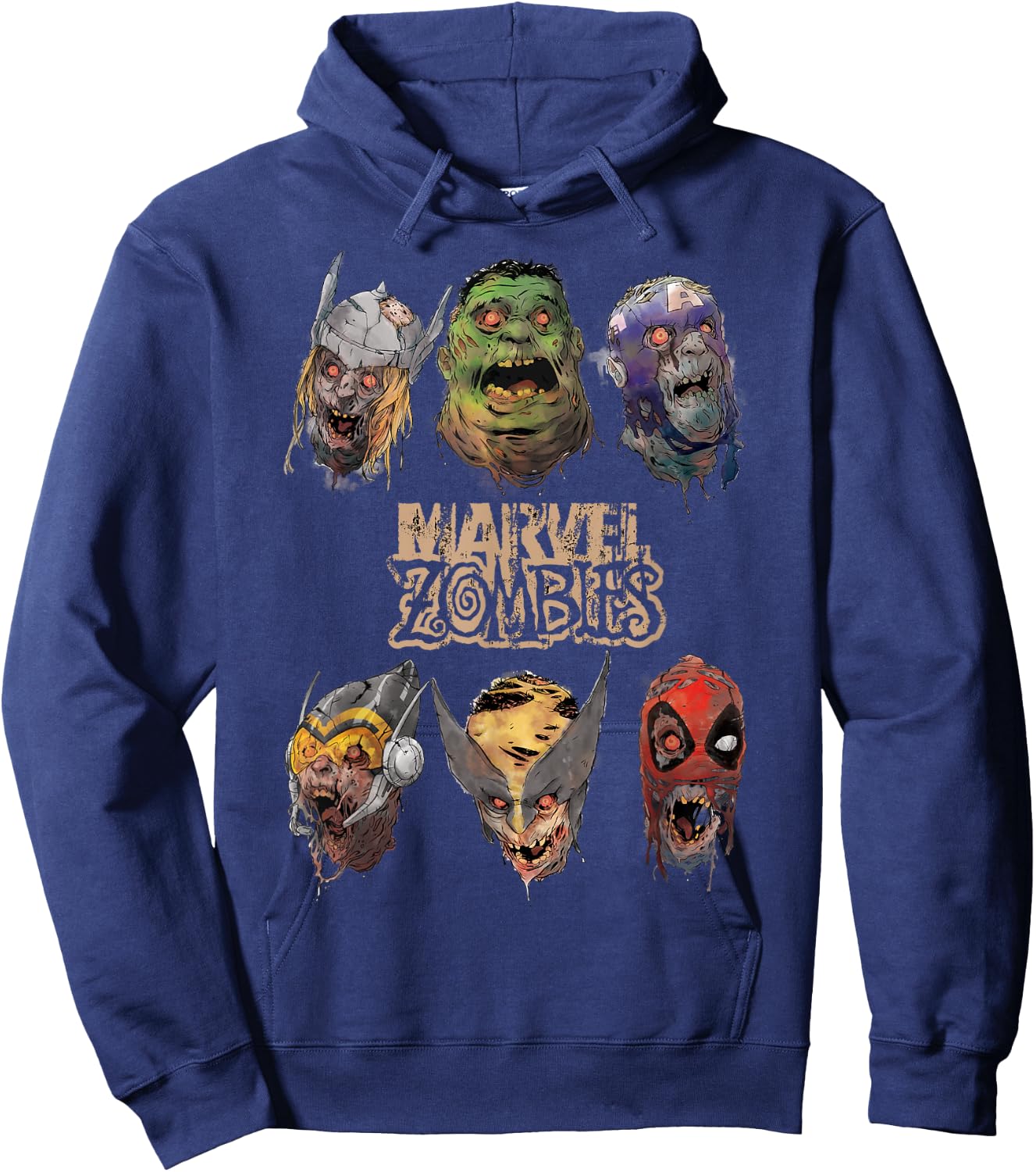 Marvel Zombies Group Shot Zombie Heads Hoodie - Hoodie | Navy