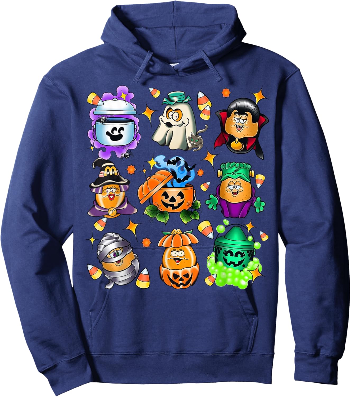 Vintage Funny Nuggets Meal Bucket Halloween Spooky Season Hoodie - Hoodie | Navy