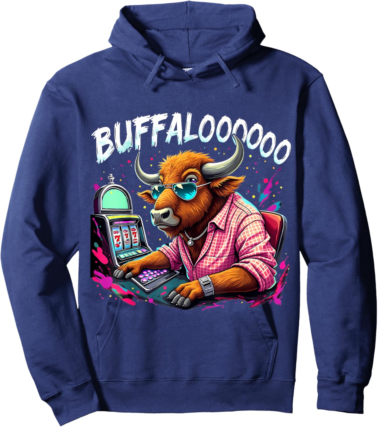 Buffalo Slot Machine Funny Casino Art Casino Lovers Costume Hoodie - Hoodie | Navy