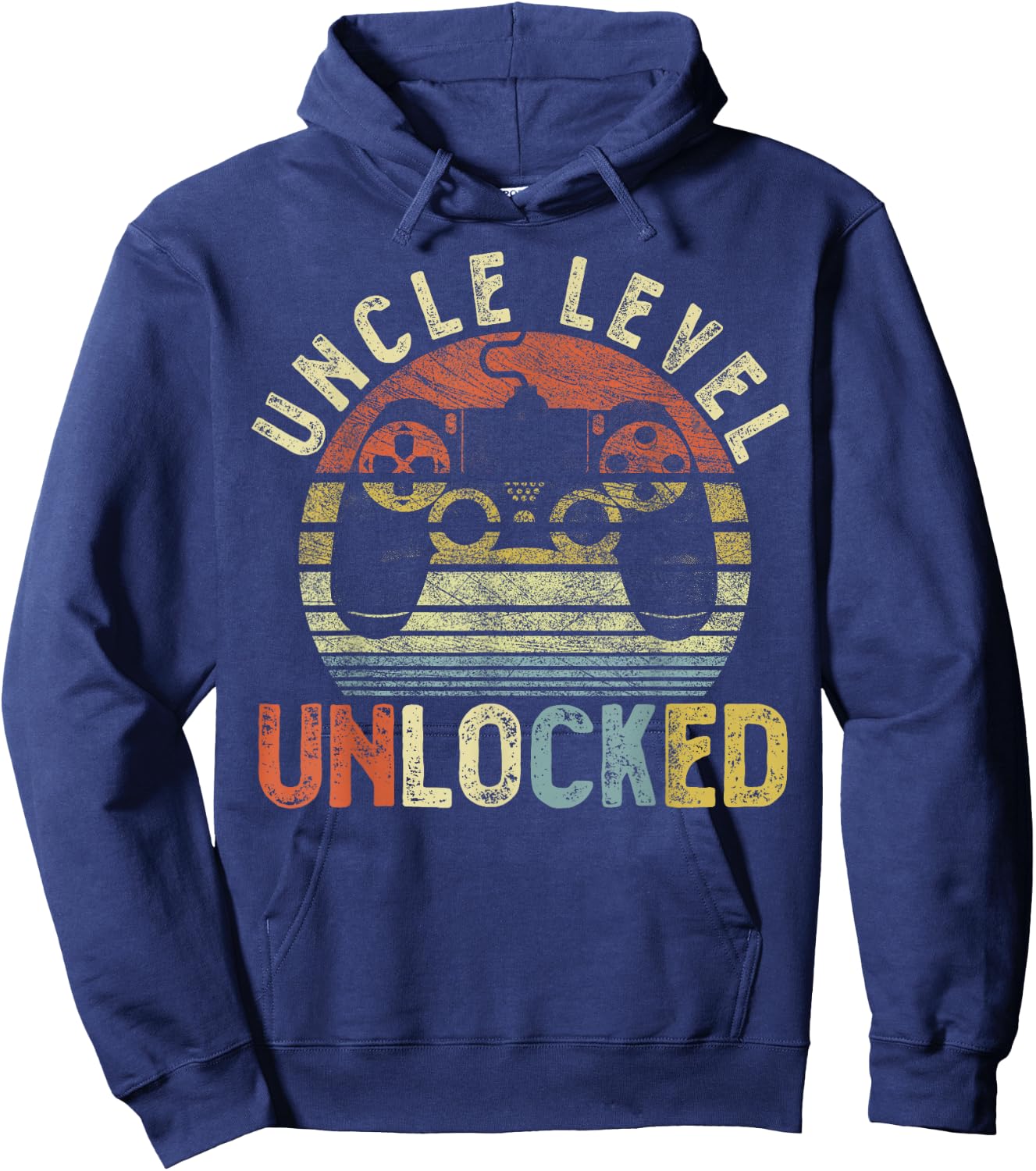 Vintage Uncle Level Unlocked, Video Gamer Funny Saying Retro Hoodie - Hoodie | Navy