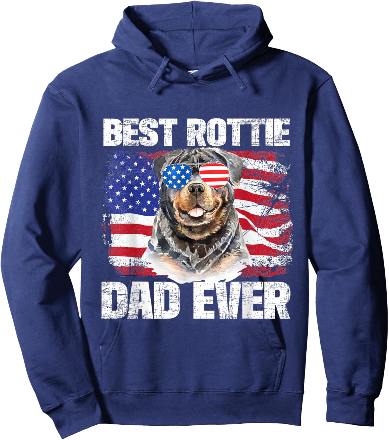 Best Rottie Dad Ever - American Flag Dog Owner Animal Lover Kids Men Hoodie - Hoodie | Navy
