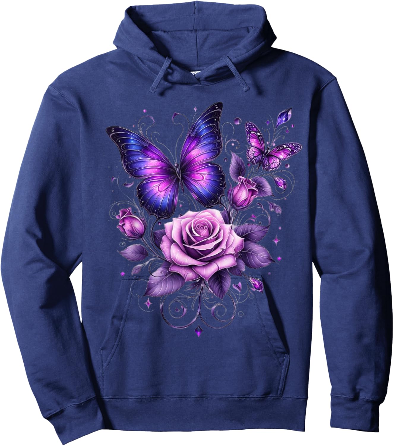 Beautiful Butterfly Purple Rose Butterfly Lovers Gifts Women Hoodie - Hoodie | Navy