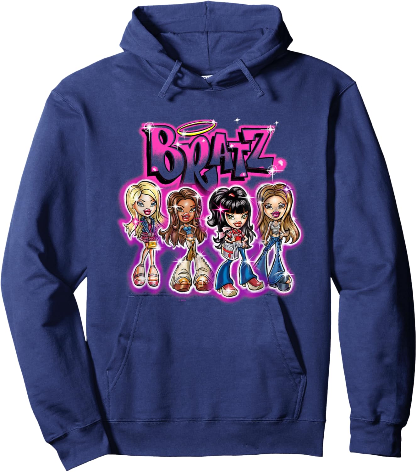 Bratz Dolls With Style Group Shot Retro Big Chest Poster Hoodie - Hoodie | Navy