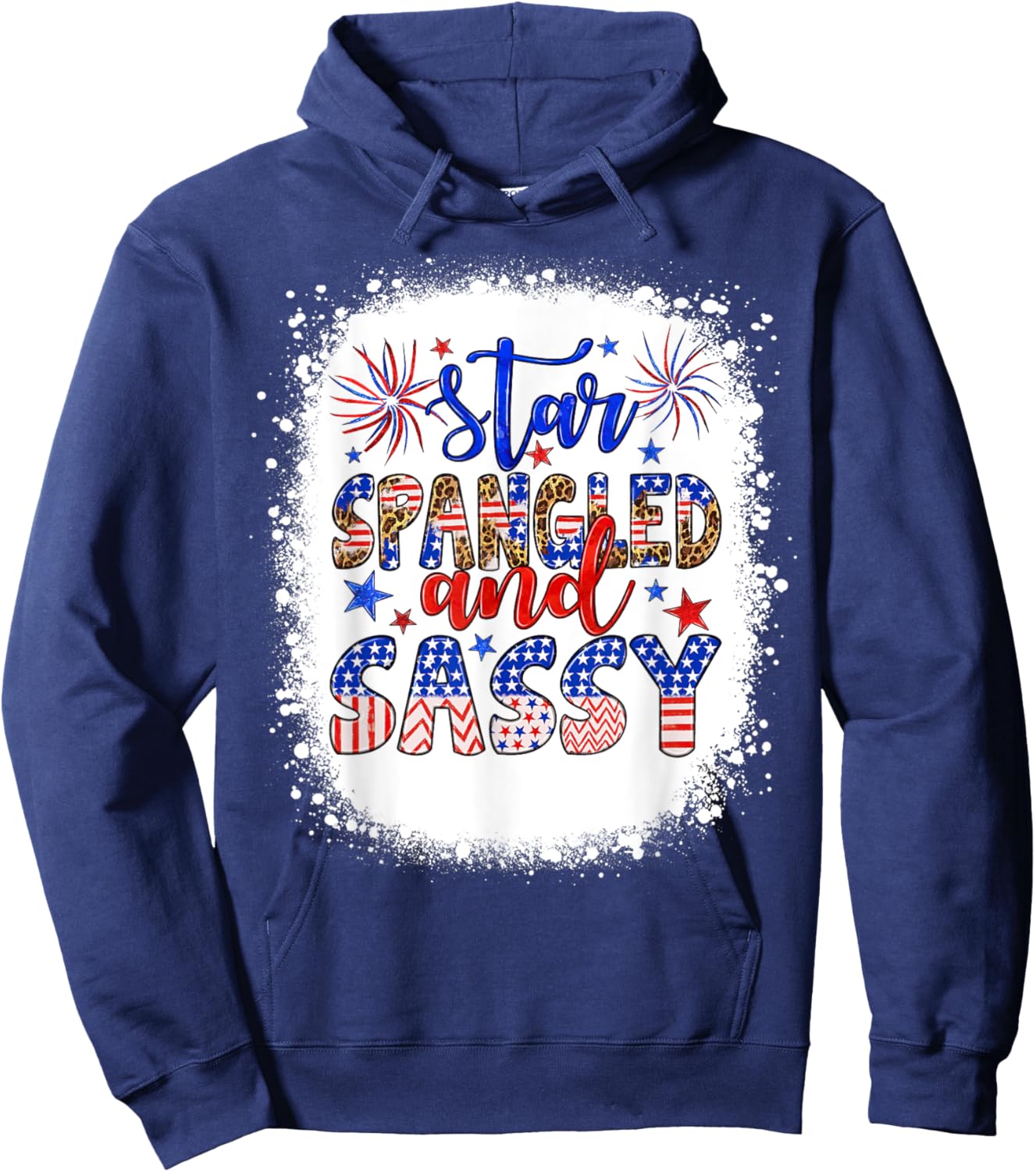 Star Spangled & Sassy Independence Day Groovy 4th Of July Women Kids Men Hoodie - Hoodie | Navy
