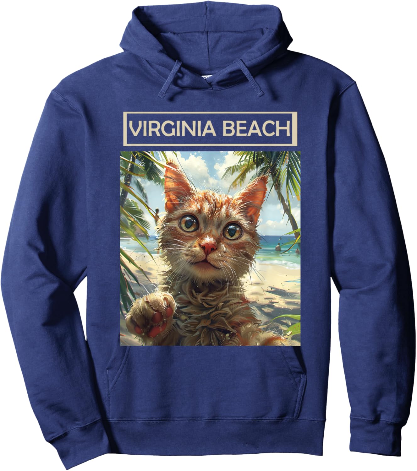 Virginia Beach Virginia VA | cat selfie Hoodie - Hoodie | Navy