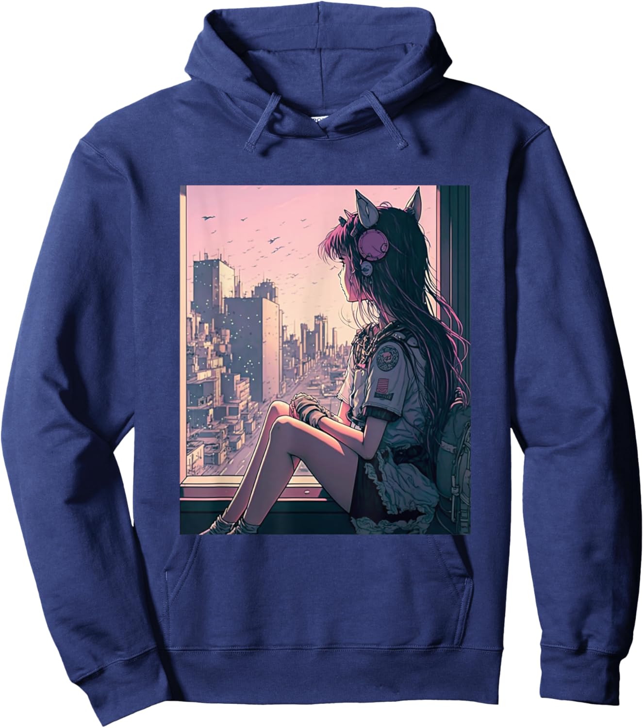 Anime Girl Waifu Tokyo Hoodie - Hoodie | Navy