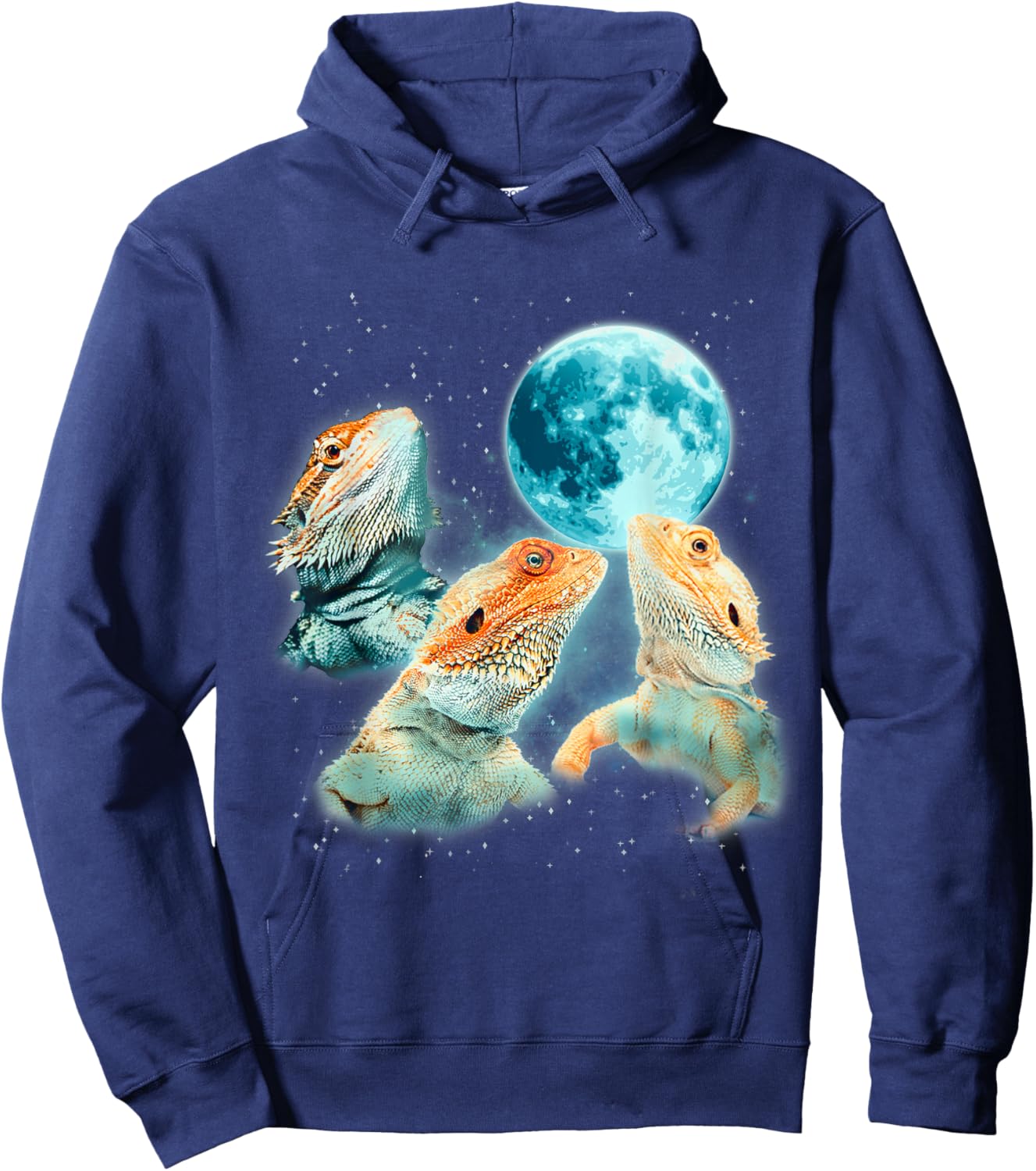 Bearded Dragon Lizards Howling at The Moon Beardies Hoodie - Hoodie | Navy