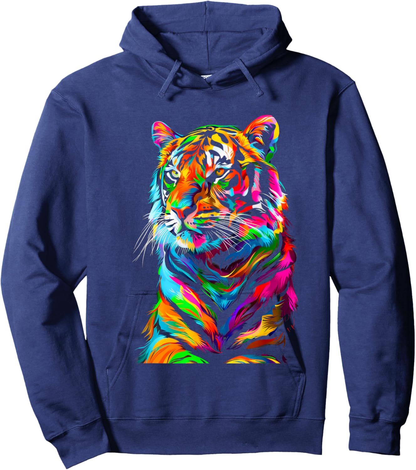 Colorful Tiger, Spirit Animal, Graphic Design, Rainbow Tiger Hoodie - Hoodie | Navy