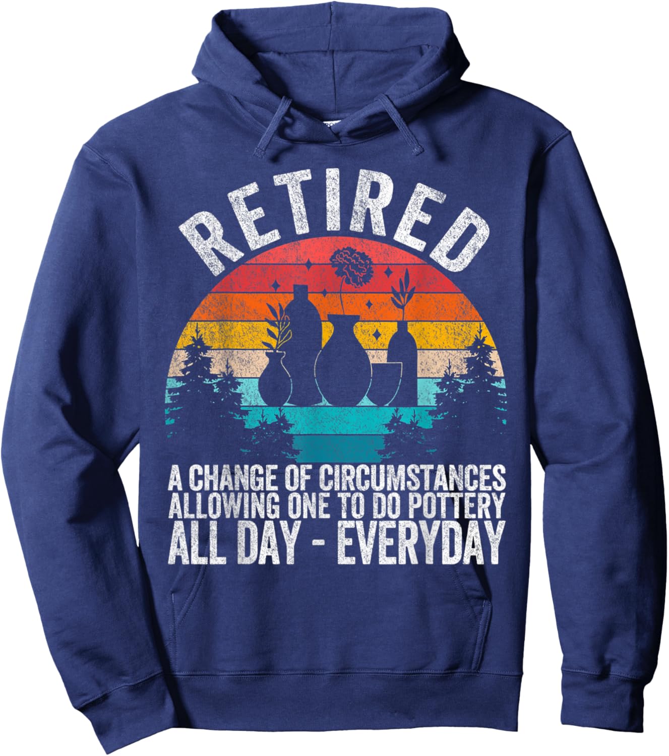 Funny Retired Definition Retirement Plan Pottery Retro Hoodie - Hoodie | Navy