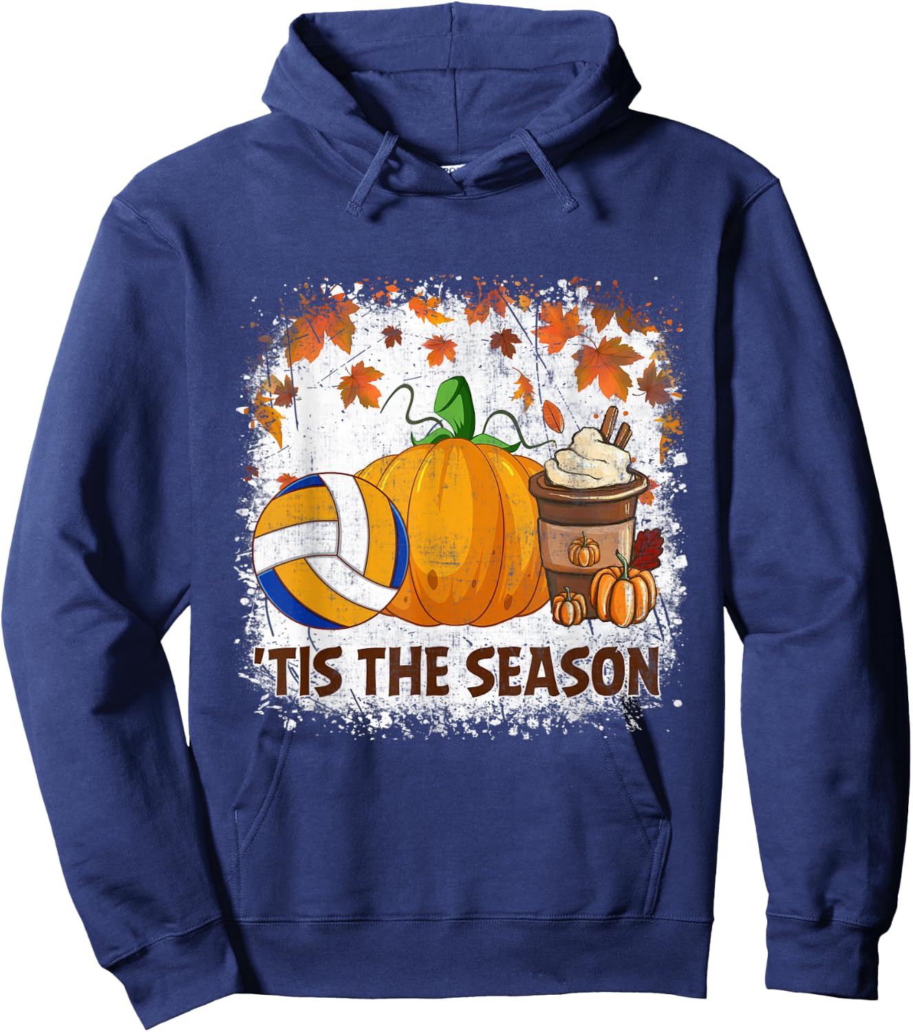 Pumpkin Spice Volleyball Tis The Season Fall Thanksgiving Hoodie - Hoodie | Navy