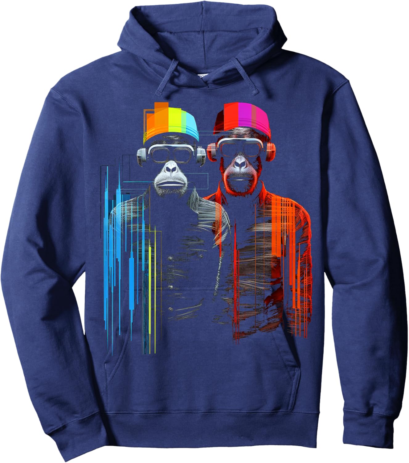 Monkey Colorful Animal Drawingg Abstract Art Monkey Hoodie - Hoodie | Navy