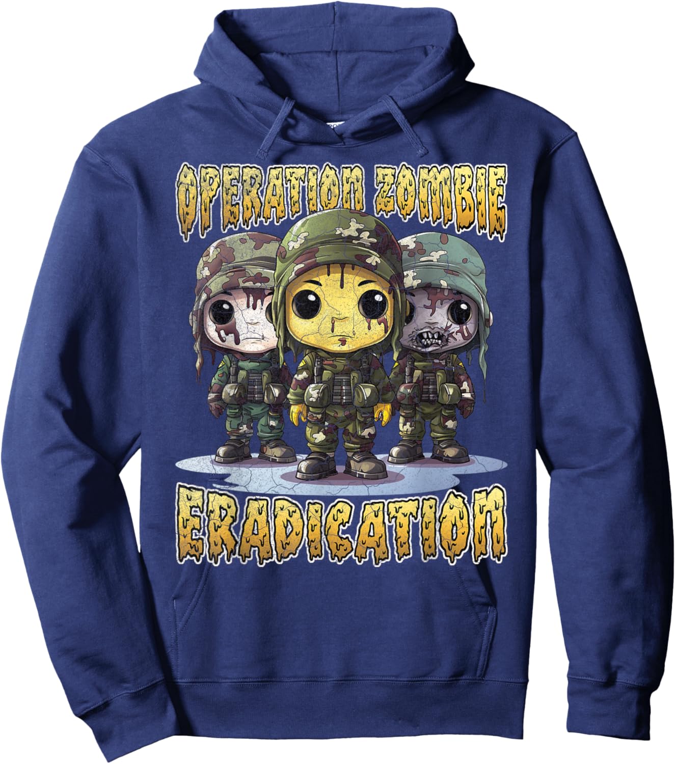 Operation zombie eradication funny Halloween camo soldier Hoodie - Hoodie | Navy