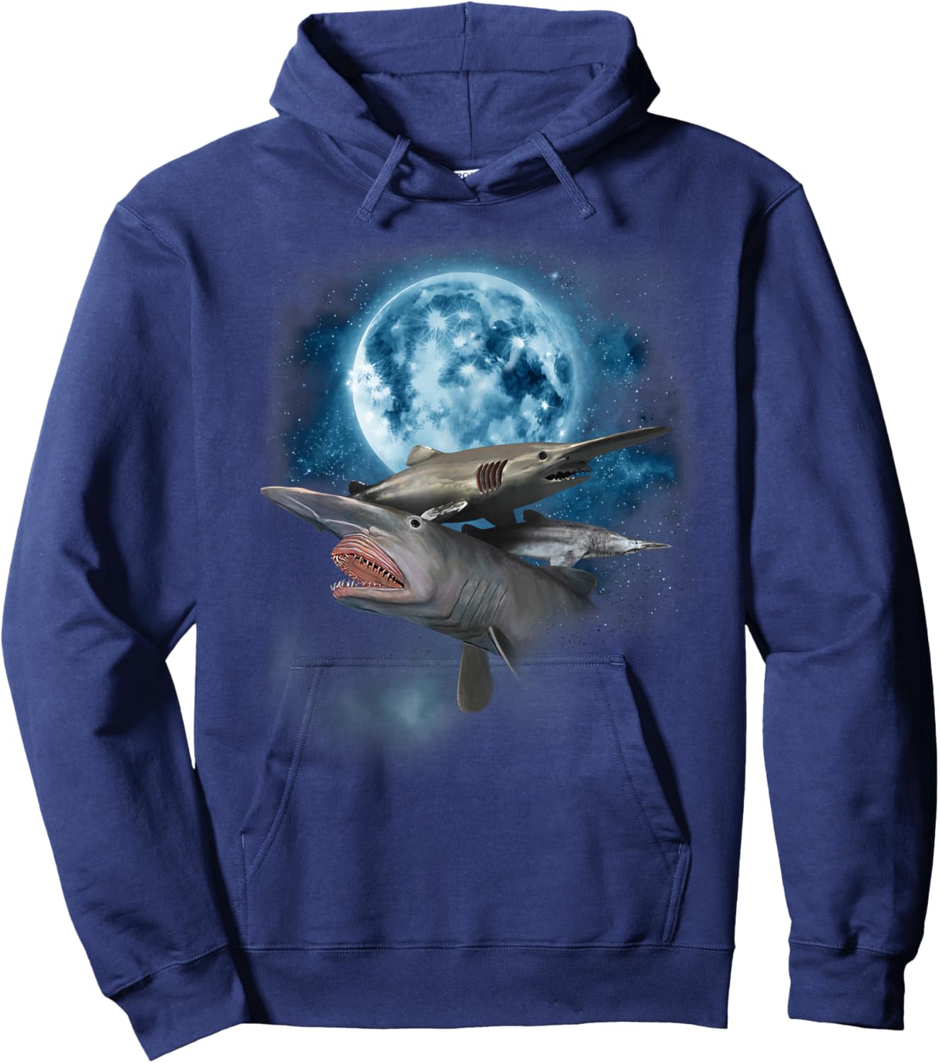 Goblin Shark Shirt - Howling at the Moon Goblin Shark Hoodie - Hoodie | Navy