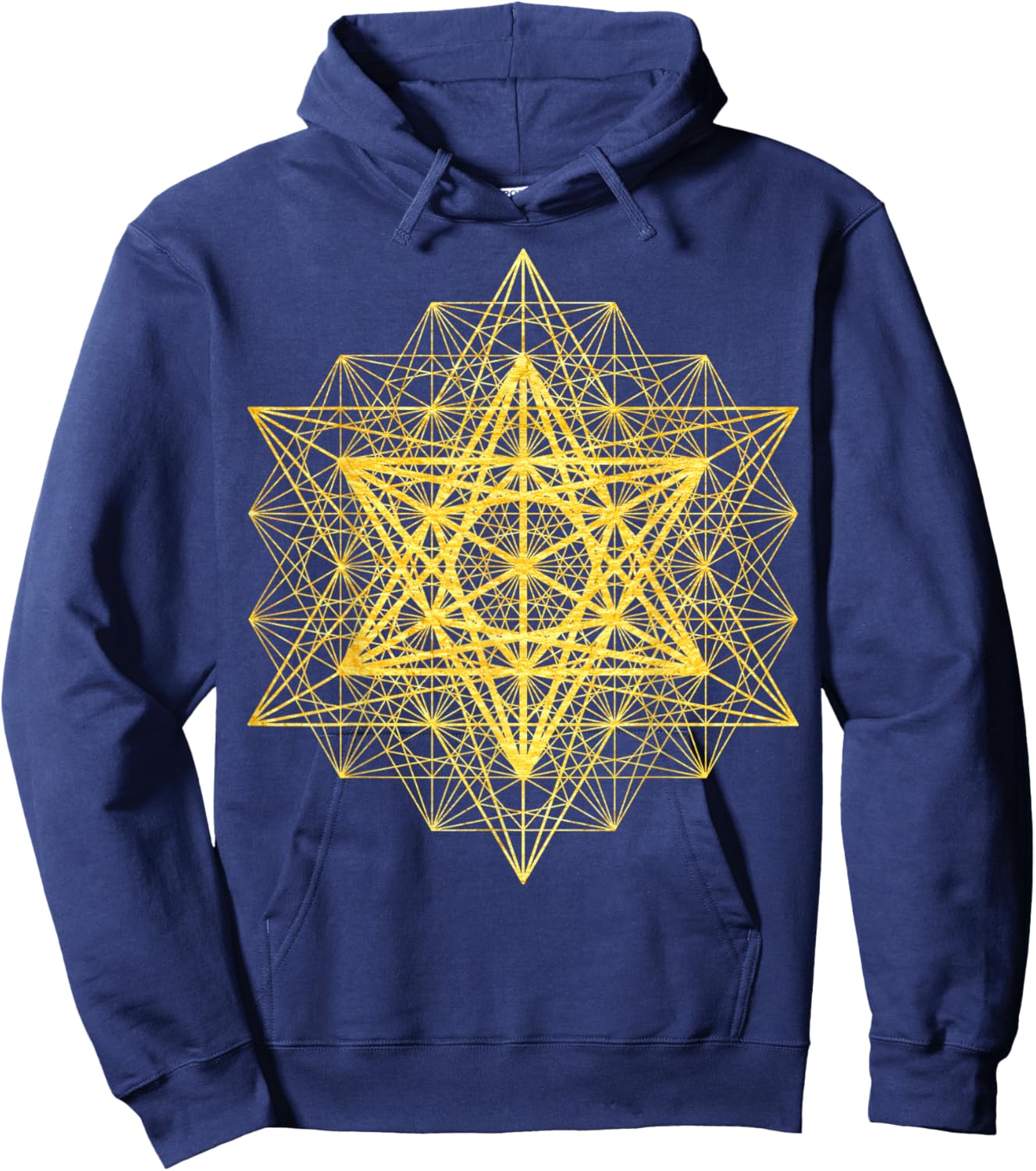 Sacred 64 Tetrahedron Metatron Cube Sacred Geometry Flower Hoodie - Hoodie | Navy