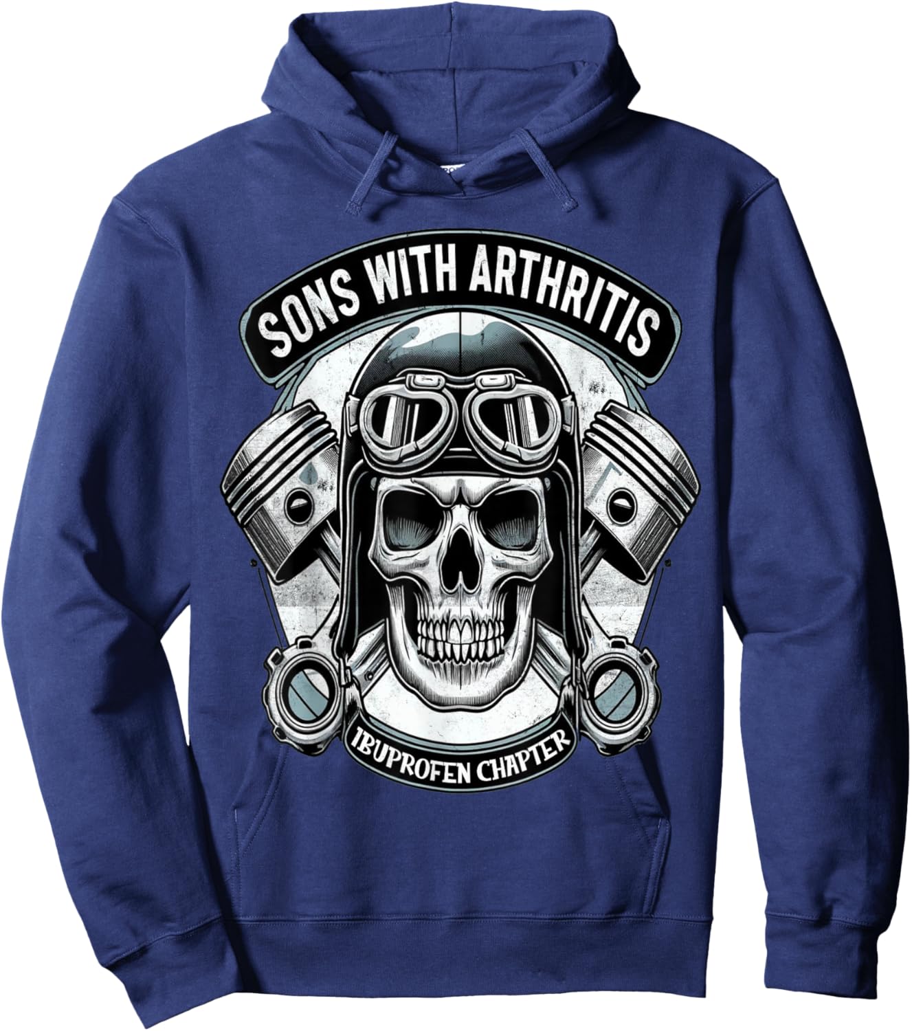 Sons With Arthritis Ibuprofen Chapter Cool Biker Skull Hoodie - Hoodie | Navy