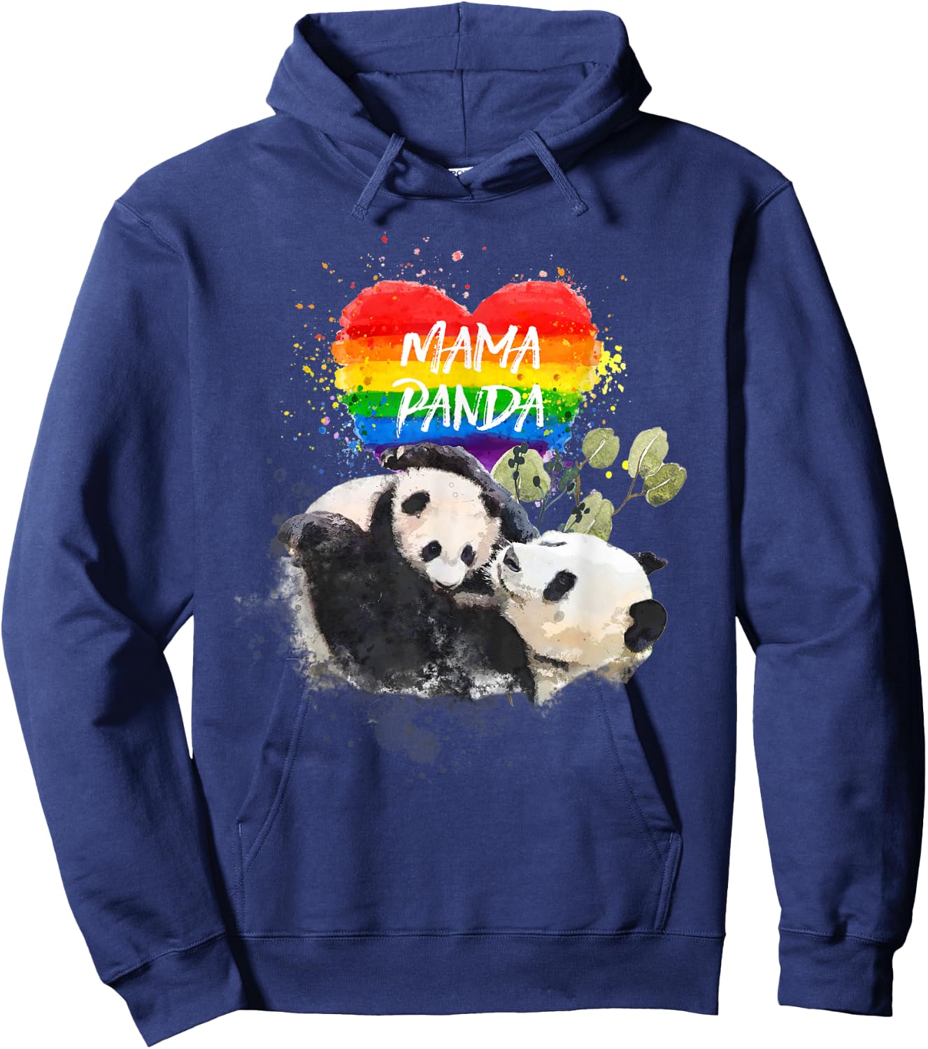 LGBT Pride Mama Panda Bear Rainbow Love Mother's Day Gift Hoodie - Hoodie | Navy
