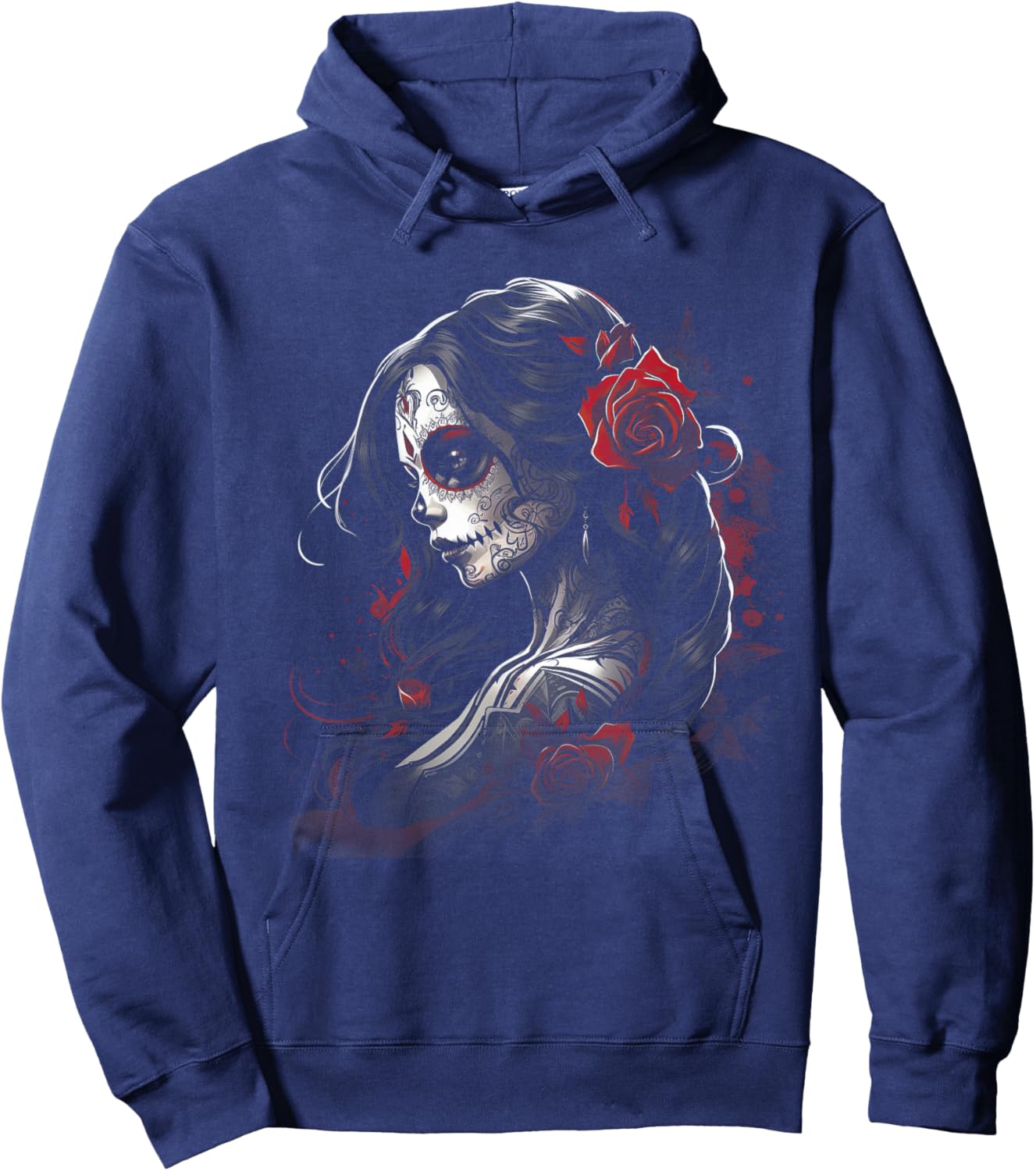 Tattoo Sketch Mexican Art Rose Dia de Los Muertos Hoodie - Hoodie | Navy