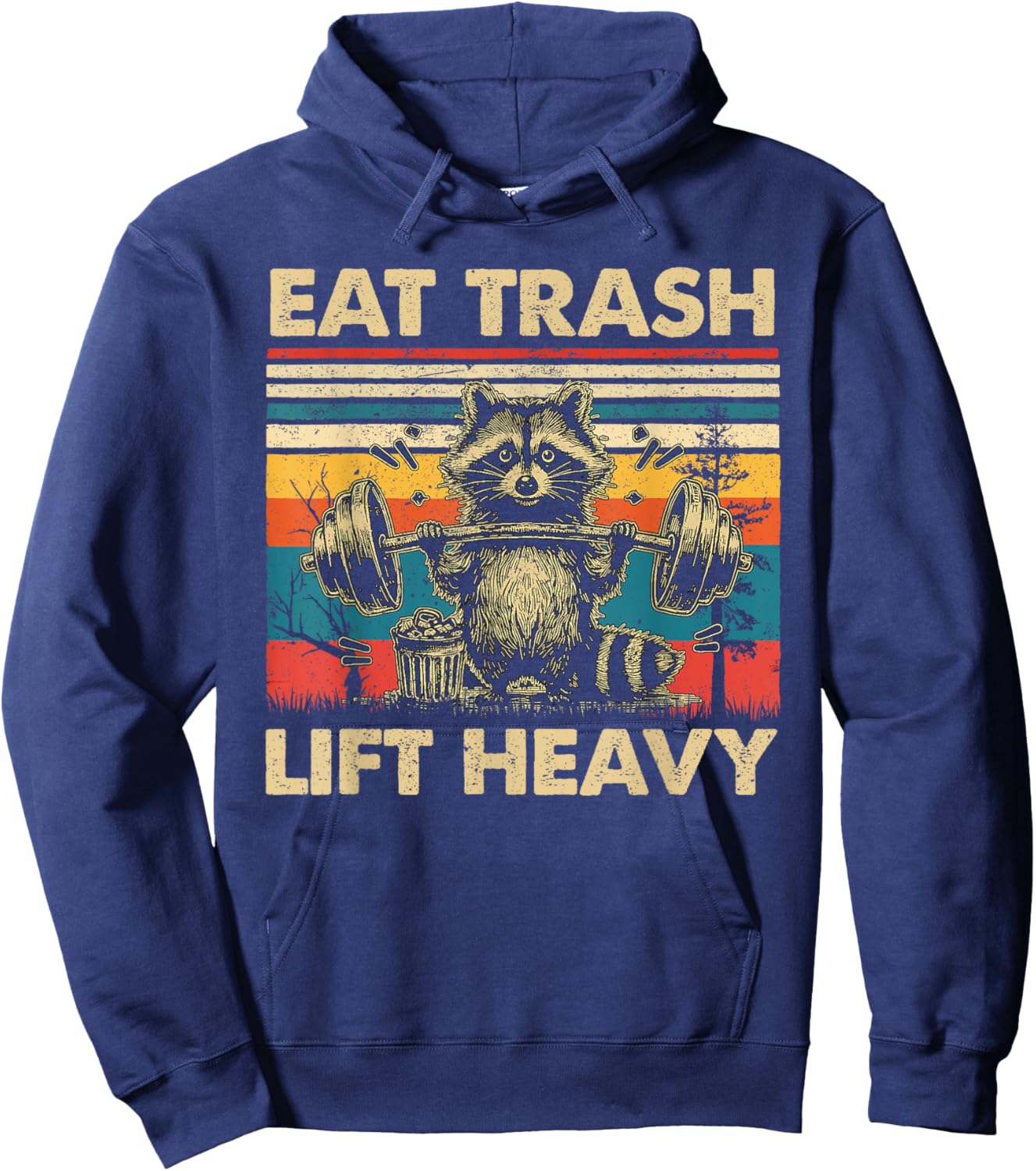 Funny Raccoon Shirt Lift Heavy Eat Trash Raccoon Weightlifting Gym , -Adults, Black, Small, Short Sleeve Hoodie - Hoodie | Navy