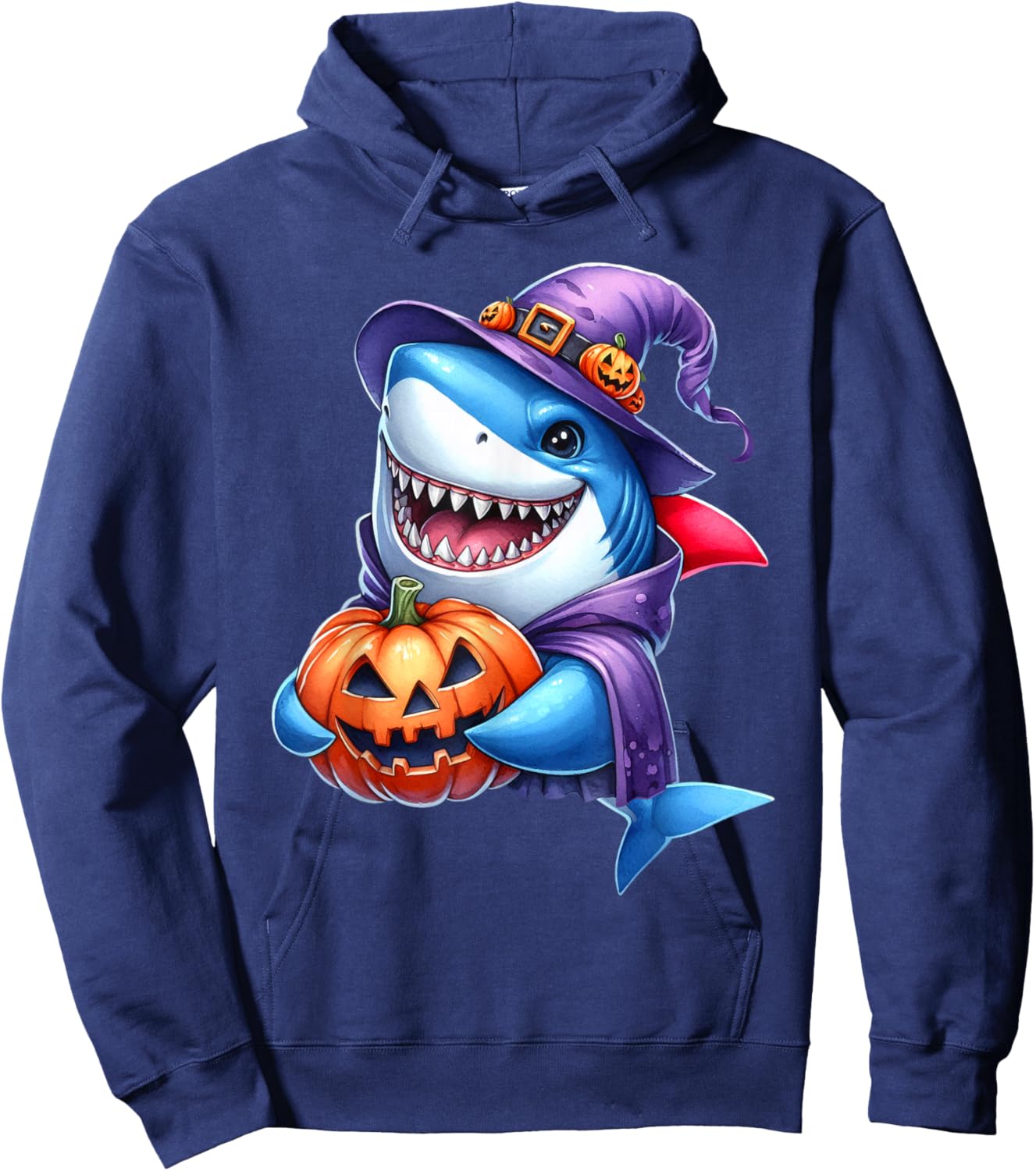 Shark Halloween Shark Lover Pumpkin Shark Halloween Boy Kids Hoodie - Hoodie | Navy