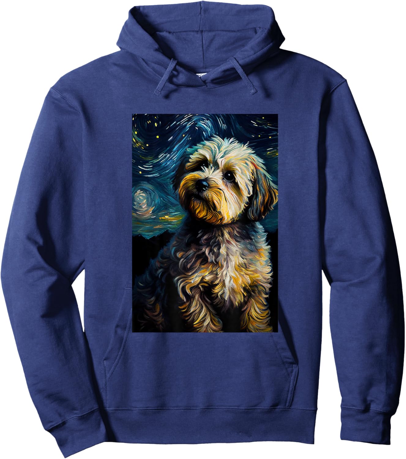 Yorkiepoo in Starry Night Painting Dog Mom Dad Men Women Kids Hoodie - Hoodie | Navy