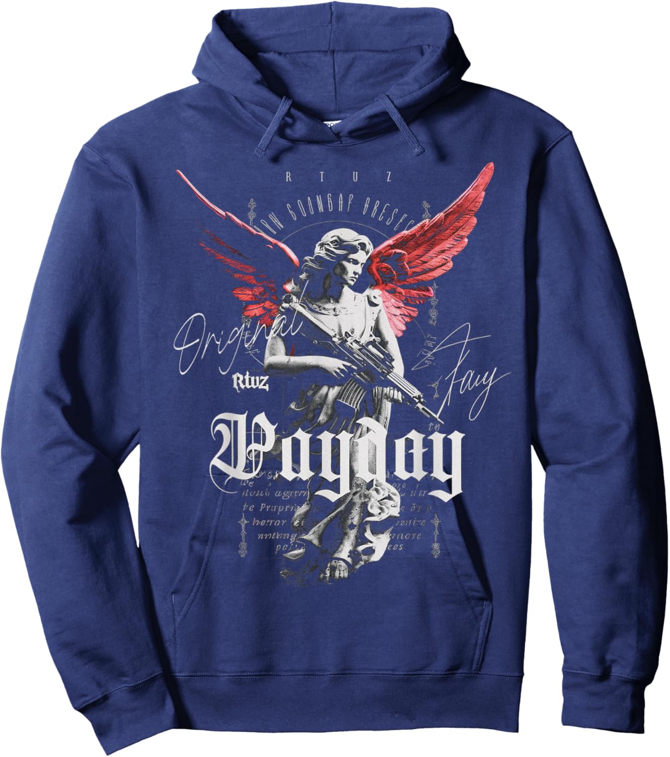 Hip Hop Y2K Vintage Hipster Edgy Urban Streetwear Angel Hoodie - Hoodie | Navy