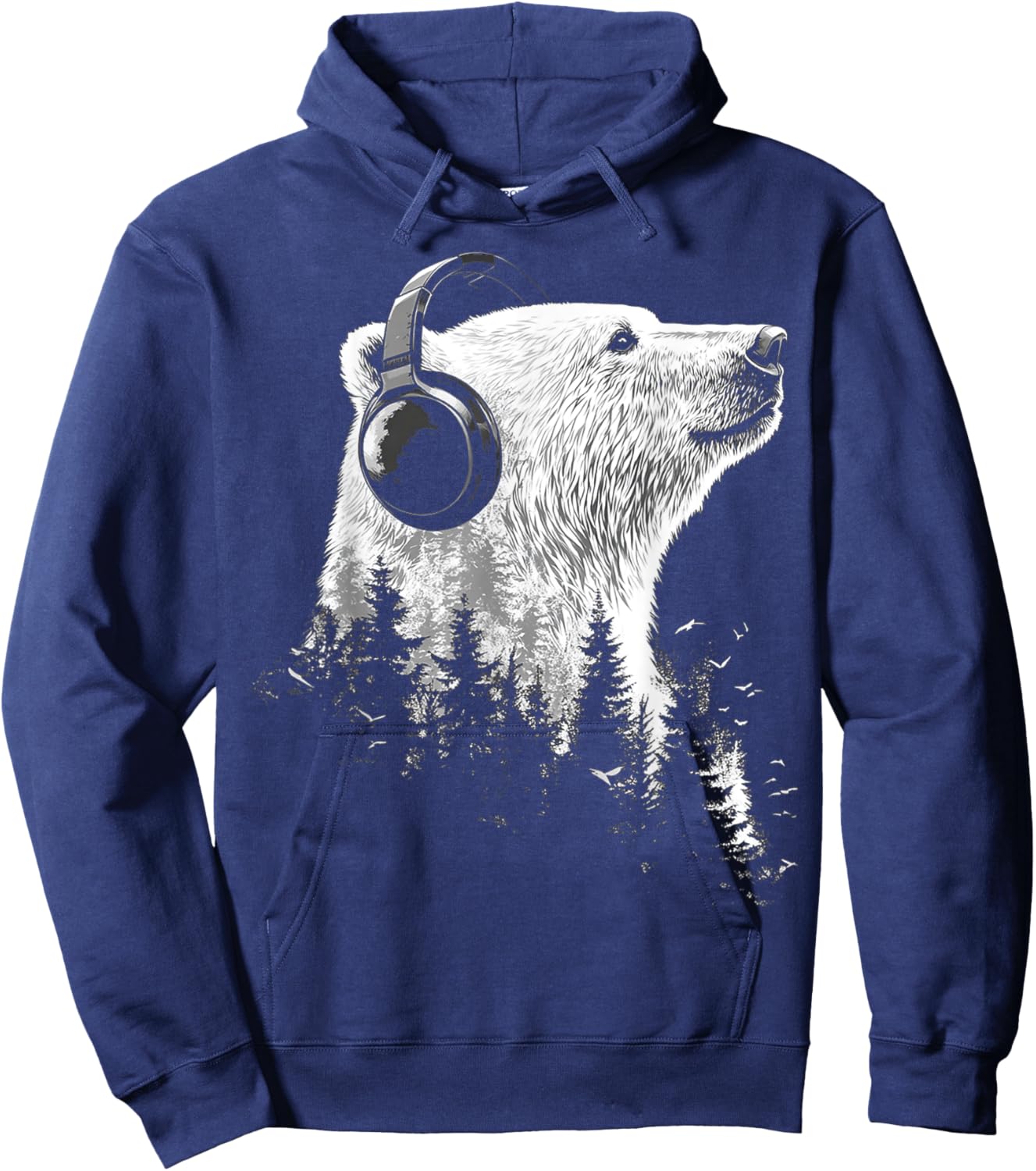 Polar Bear Animal Graphic Music Headphone Polar Bear Hoodie - Hoodie | Navy