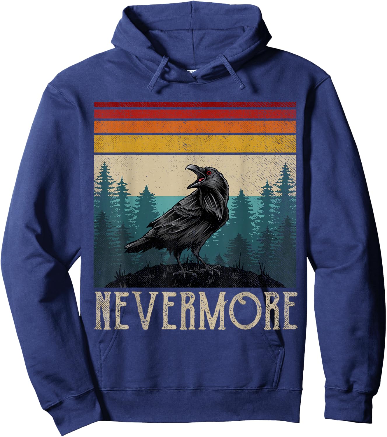 Vintage Nevermore Shirt Edgar Allan Poe The Raven Hoodie - Hoodie | Navy
