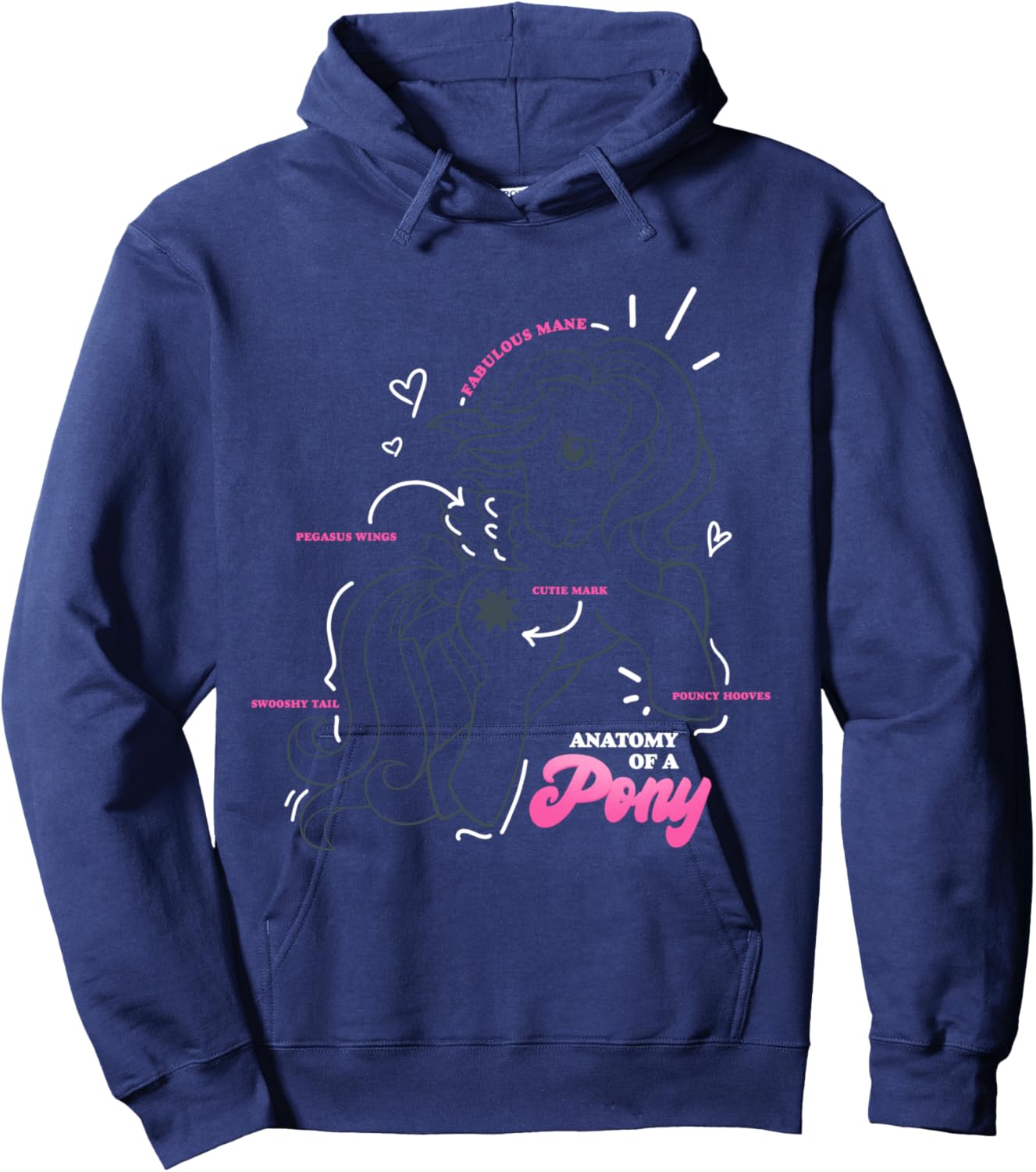 My Little Pony Starshine Anatomy Of A Pony Vintage Diagram Hoodie - Hoodie | Navy