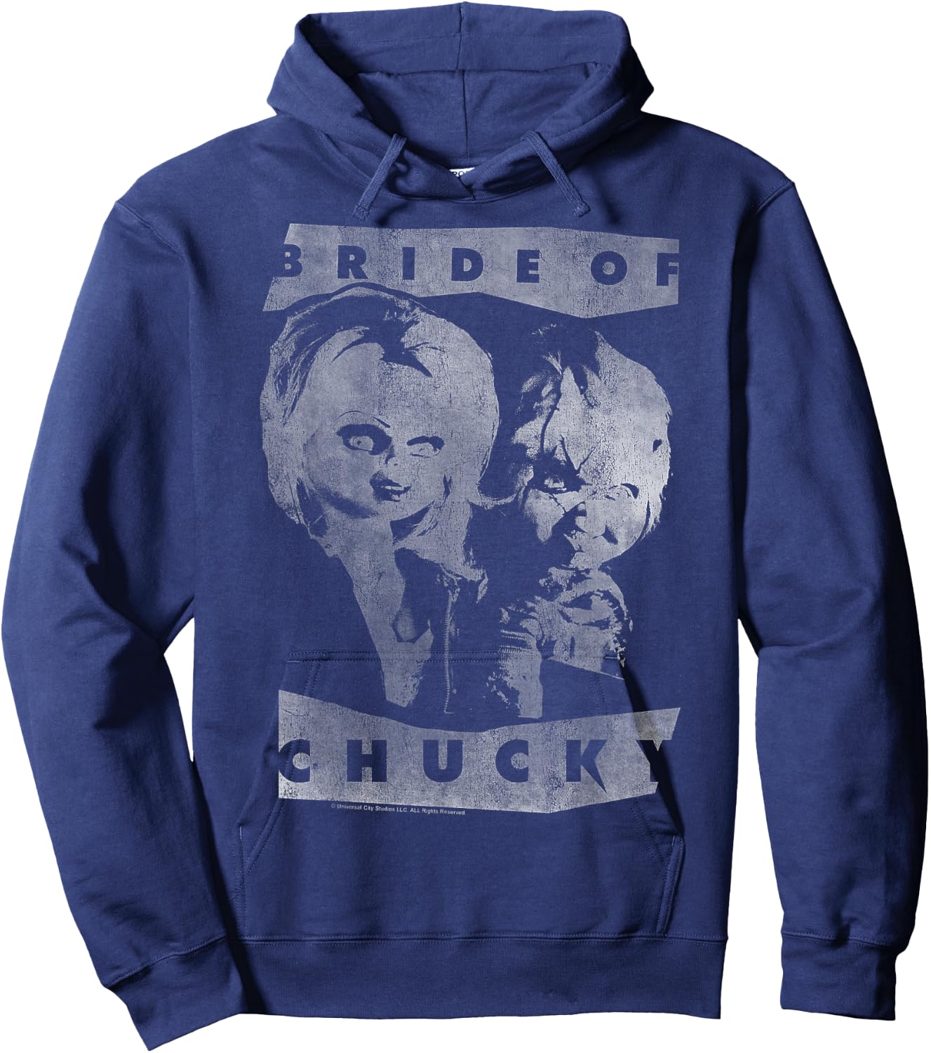 Child's Play Bride of Chucky Faded White Portrait Hoodie - Hoodie | Navy