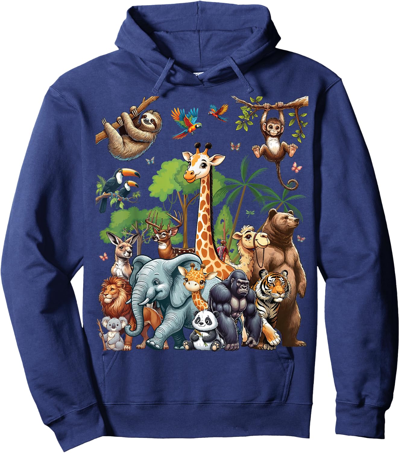 Zoo Animals Wildlife Safari Jungle Zoo Birthday Party Hoodie - Hoodie | Navy
