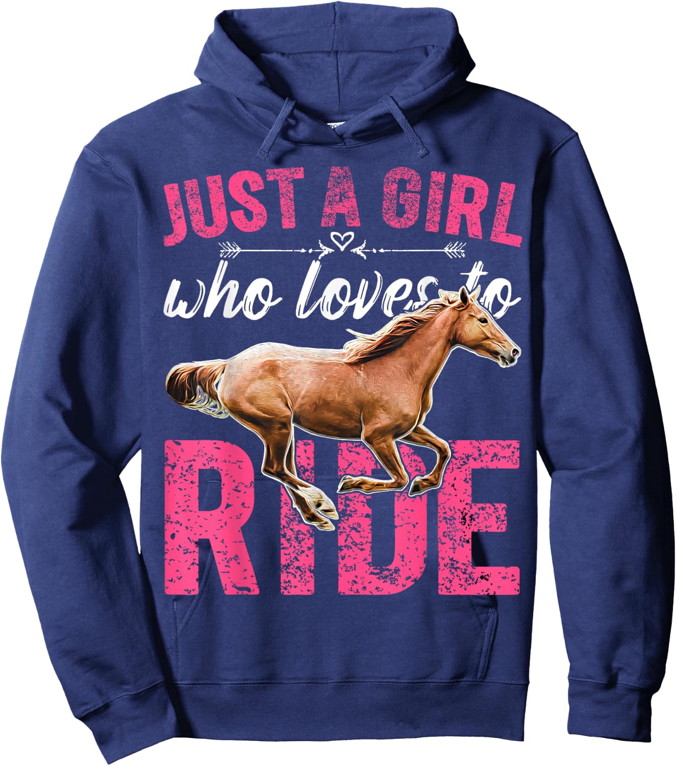 Just a Girl Who Loves to Ride Horses Horseback Riding Gift Hoodie - Hoodie | Navy