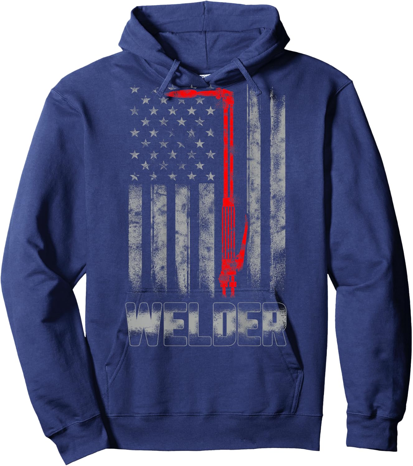 Welder Red line American Flag Shirt USA Patriotic Welder Hoodie - Hoodie | Navy