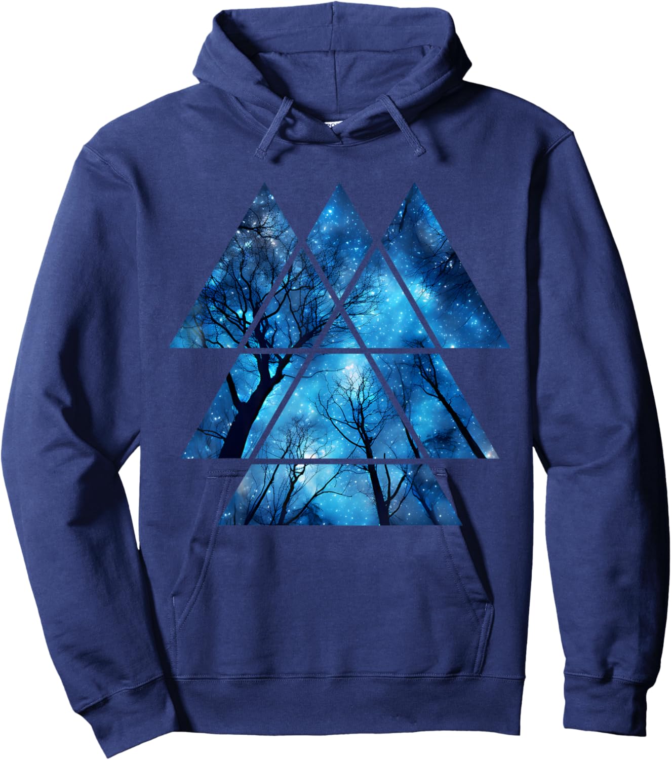 Geometric Sky at Night Trees Nature Outdoor Graphic Hoodie - Hoodie | Navy