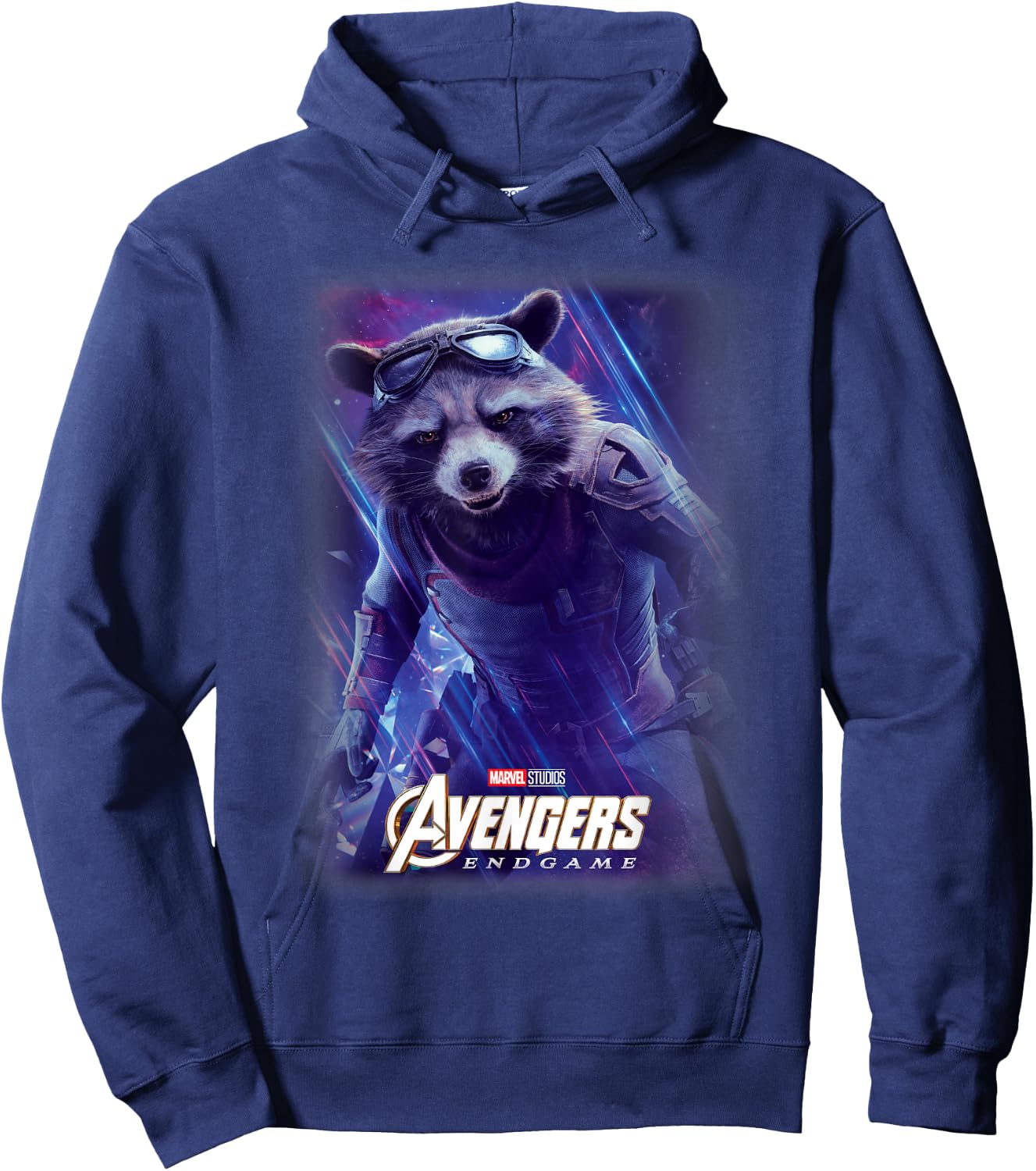 Marvel Avengers Endgame Rocket Raccoon Galactic Space Poster Hoodie - Hoodie | Navy