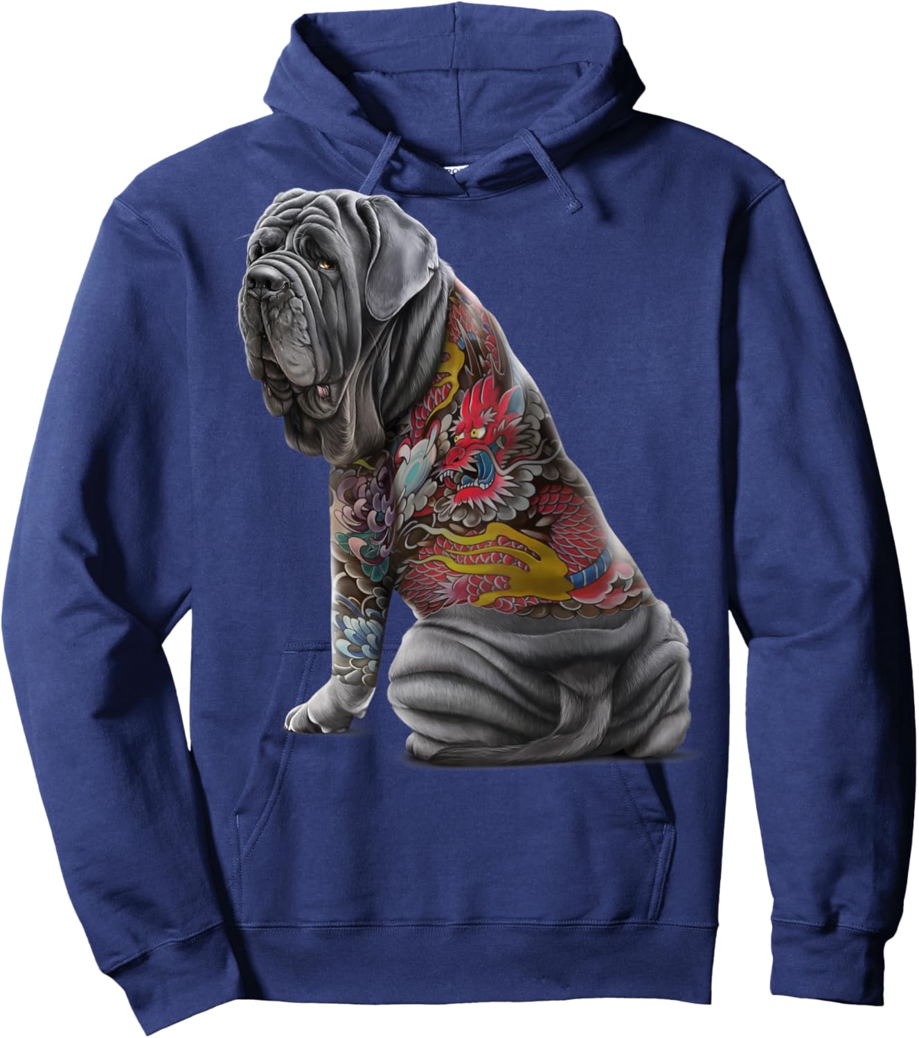Neapolitan Mastiff Dog with Japanese Dragon Tattoo Irezumi Women Kids Hoodie - Hoodie | Navy