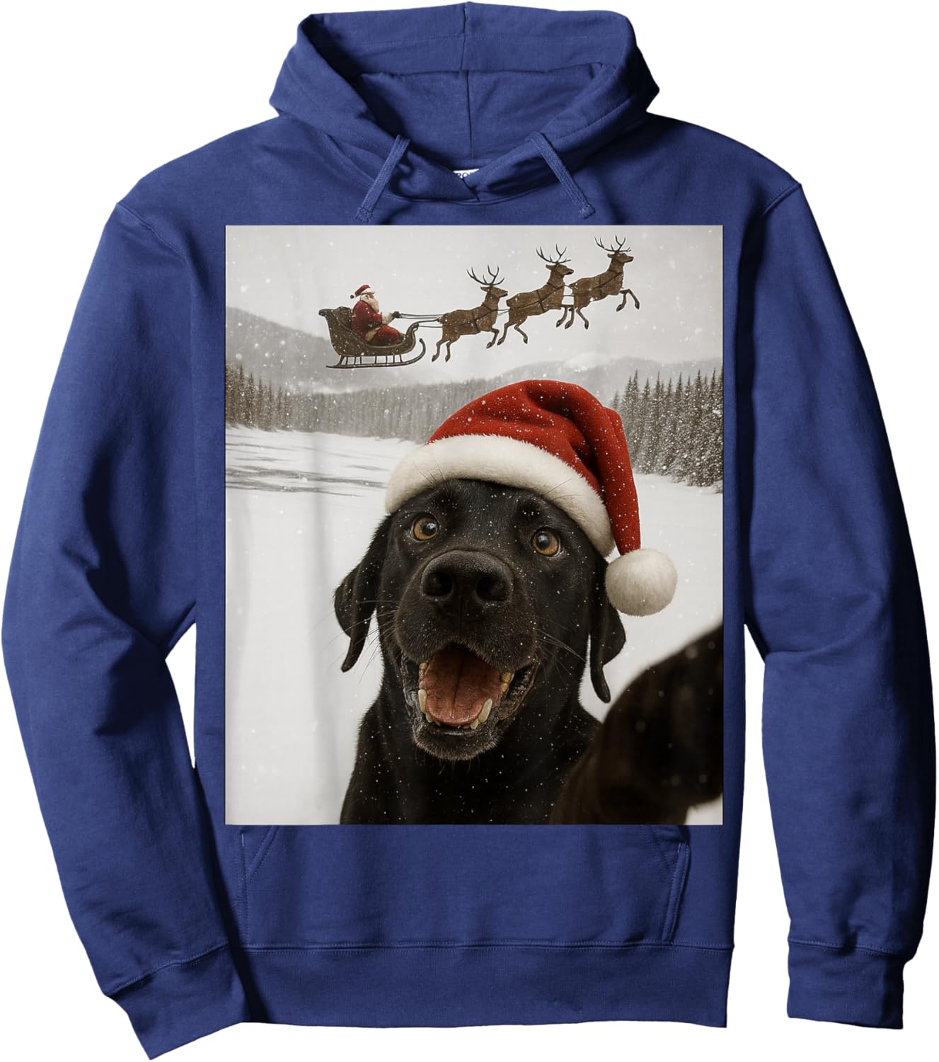 Dog Selfie with Santa Funny Christmas Dog Lovers Hoodie - Hoodie | Navy