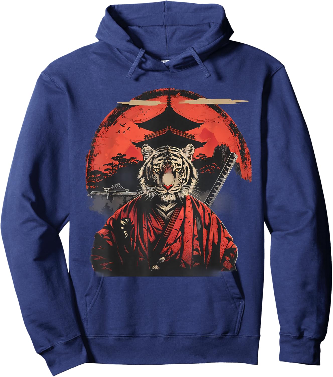 Japanese Warrior Temple Japanese Samurai Tiger Samurai Tiger Hoodie - Hoodie | Navy