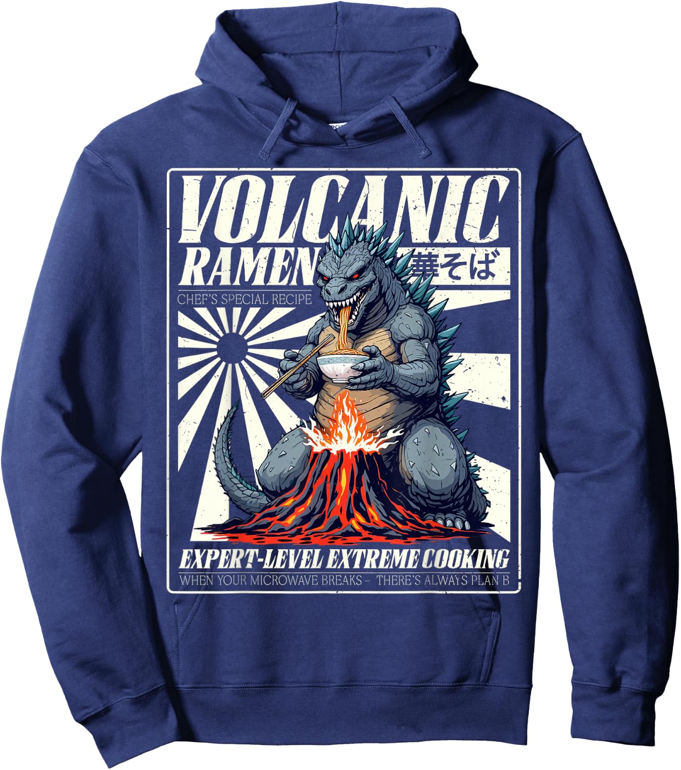 Giant Kaiju Eating Japanese Ramen Monster Lover Birthday Hoodie - Hoodie | Navy