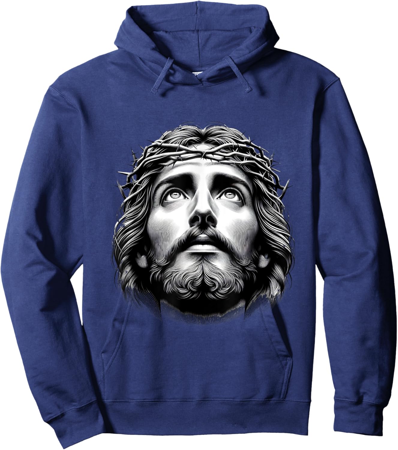 Jesus Christ Face With Crown Of Thorn God Bible Christian Hoodie - Hoodie | Navy