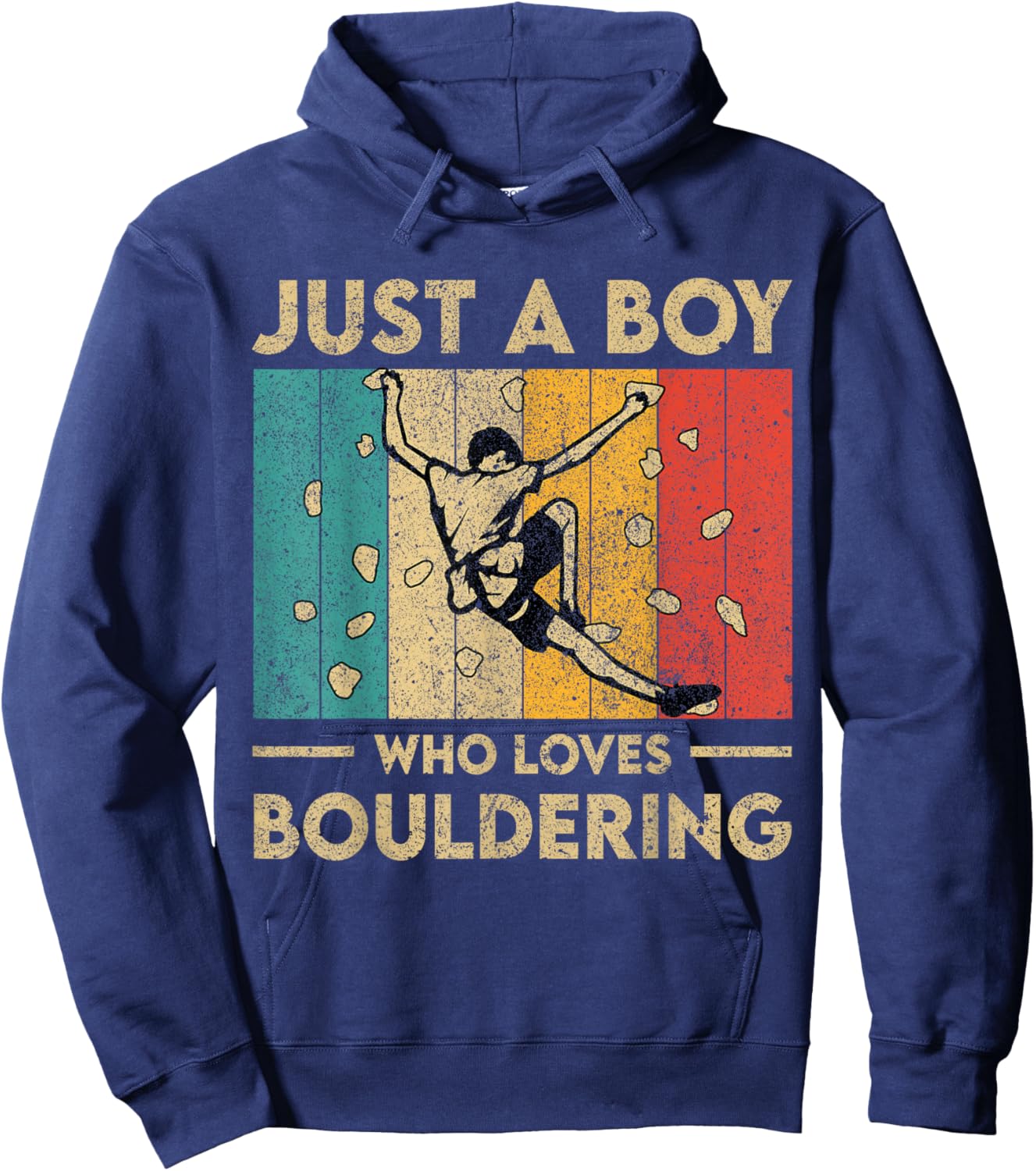 Just A Boy Who Loves Bouldering Funny Rock Climbing Kid Hoodie - Hoodie | Navy