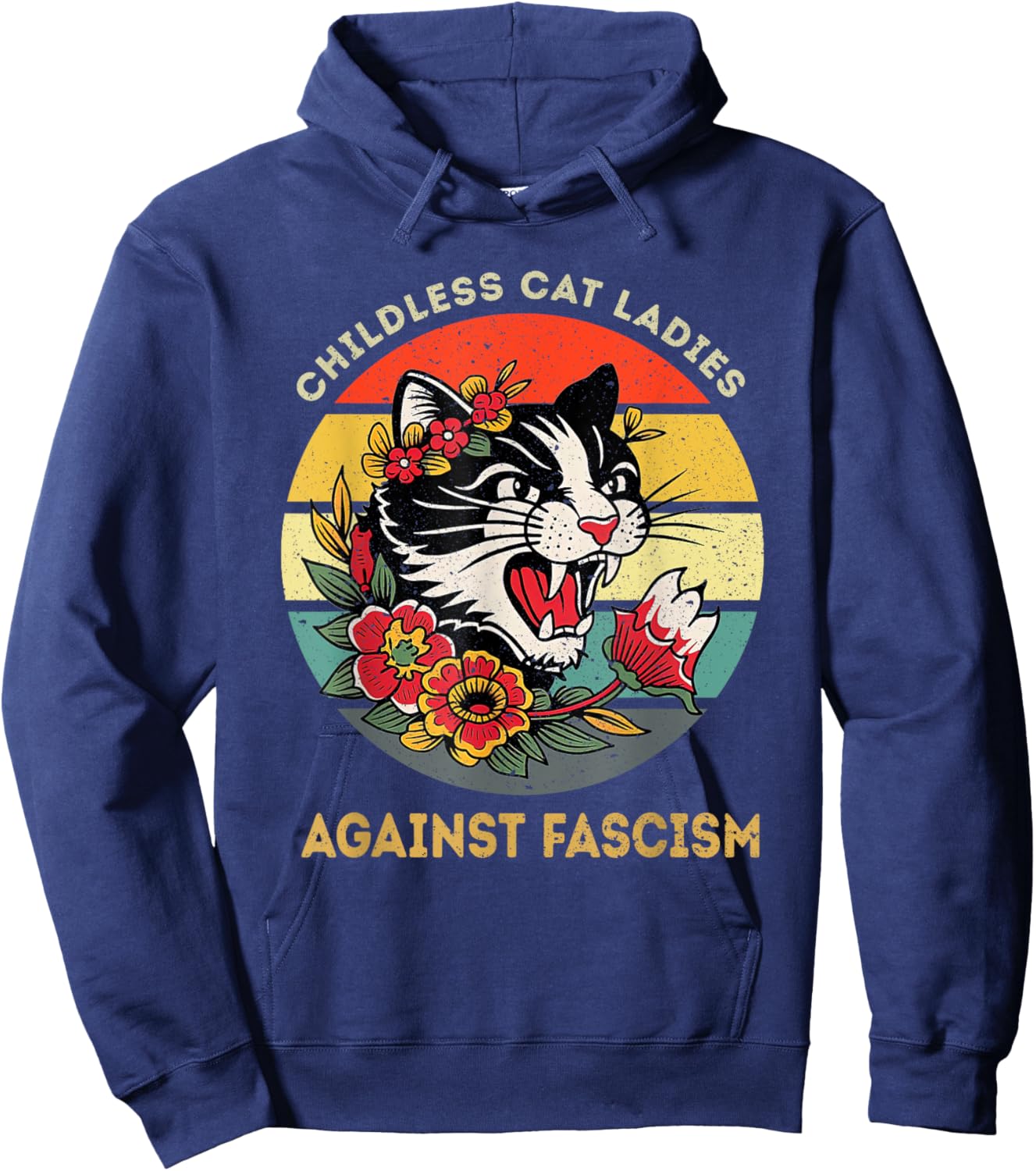 Childless Cat Ladies Against Fascism Hoodie - Hoodie | Navy