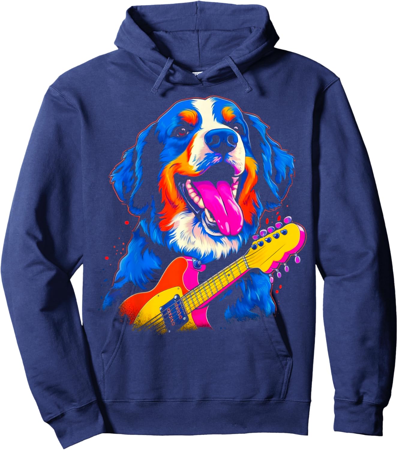 Bernese Mountain Dog Guitar Hoodie - Hoodie | Navy