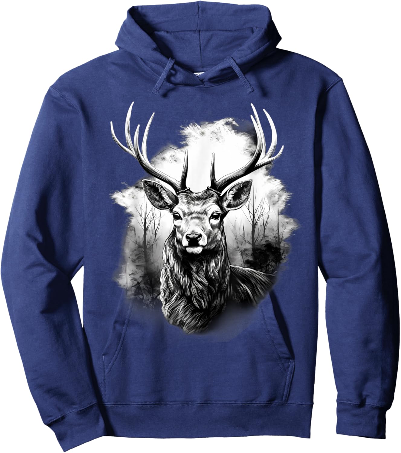 Deer Animal Print Drawing Artwork Animal Lovers Nature Hoodie - Hoodie | Navy