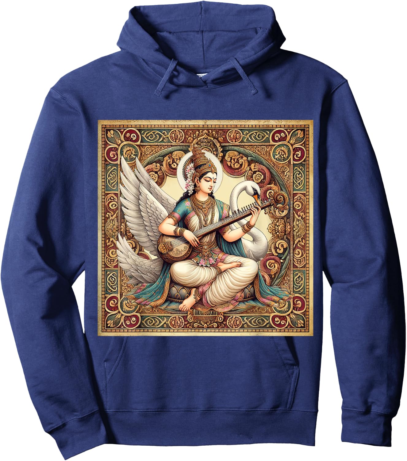 Hindu Goddess Saraswati Hinduism Mythology Vintage Hoodie - Hoodie | Navy