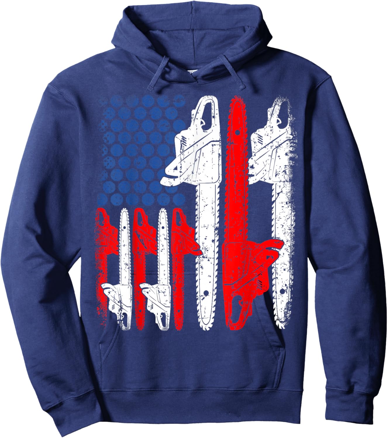 Funny Saw Machine USA American Flag Arborists 4th Of July Hoodie - Hoodie | Navy