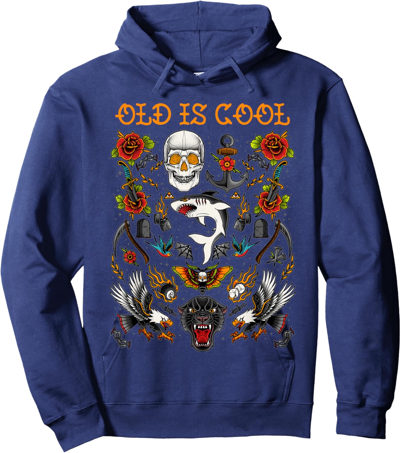 Old School Traditional Tattoo Style Shirt for Tattoo Artist Hoodie - Hoodie | Navy