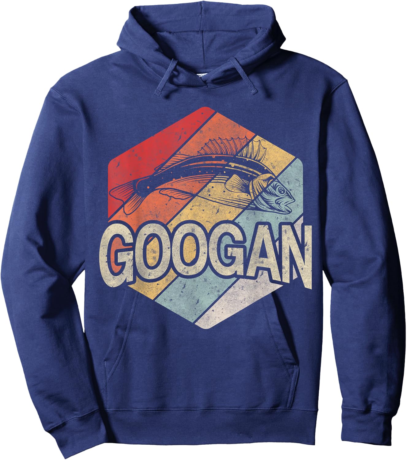 Retro Googan Fish Fishing Vintage Sunset Funny Fisherman Fan Hoodie - Hoodie | Navy