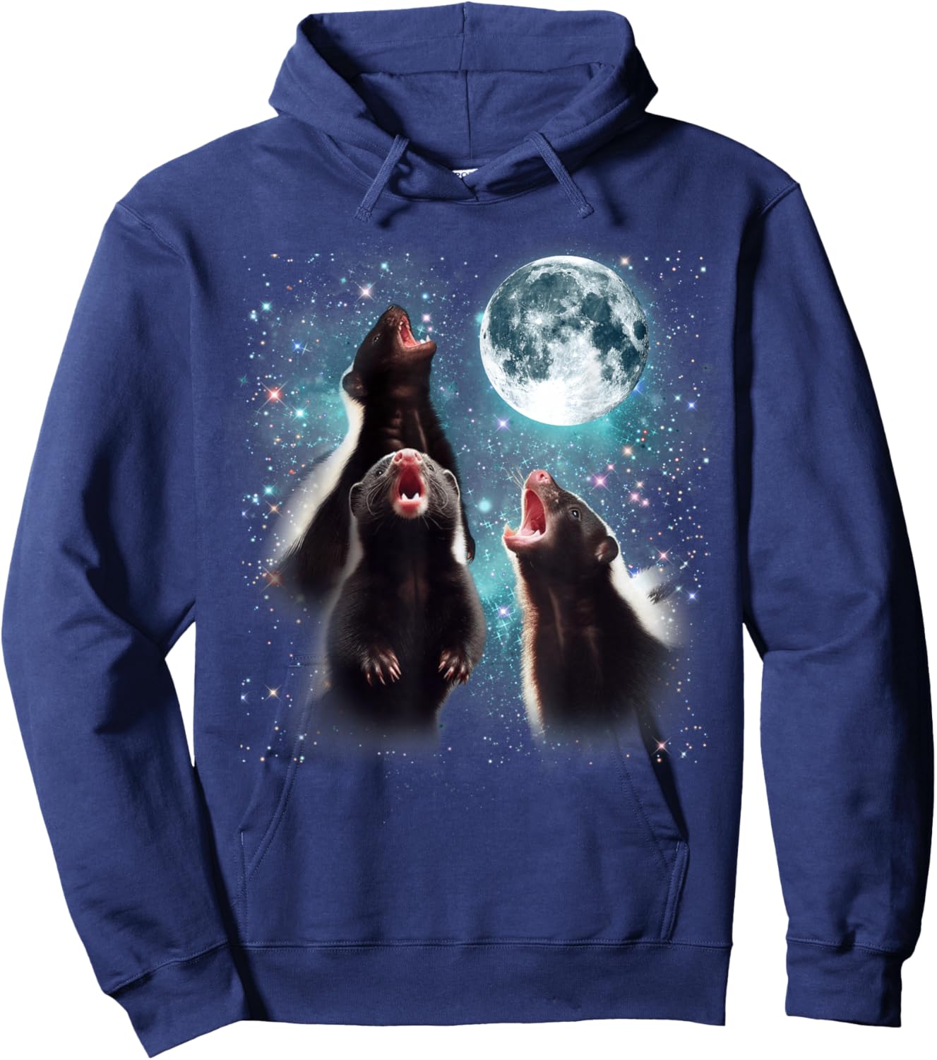 3 Skunk Moon Howling Skunk Head Funny , Women, Kid Hoodie - Hoodie | Navy