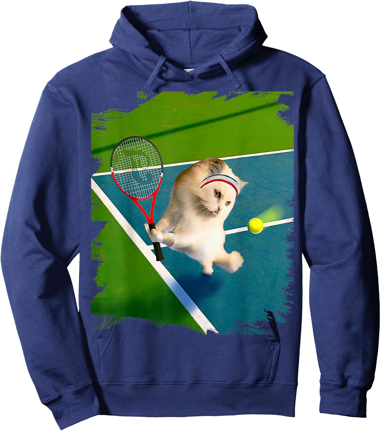 Persian Cat Playing Tennis Hoodie - Hoodie | Navy